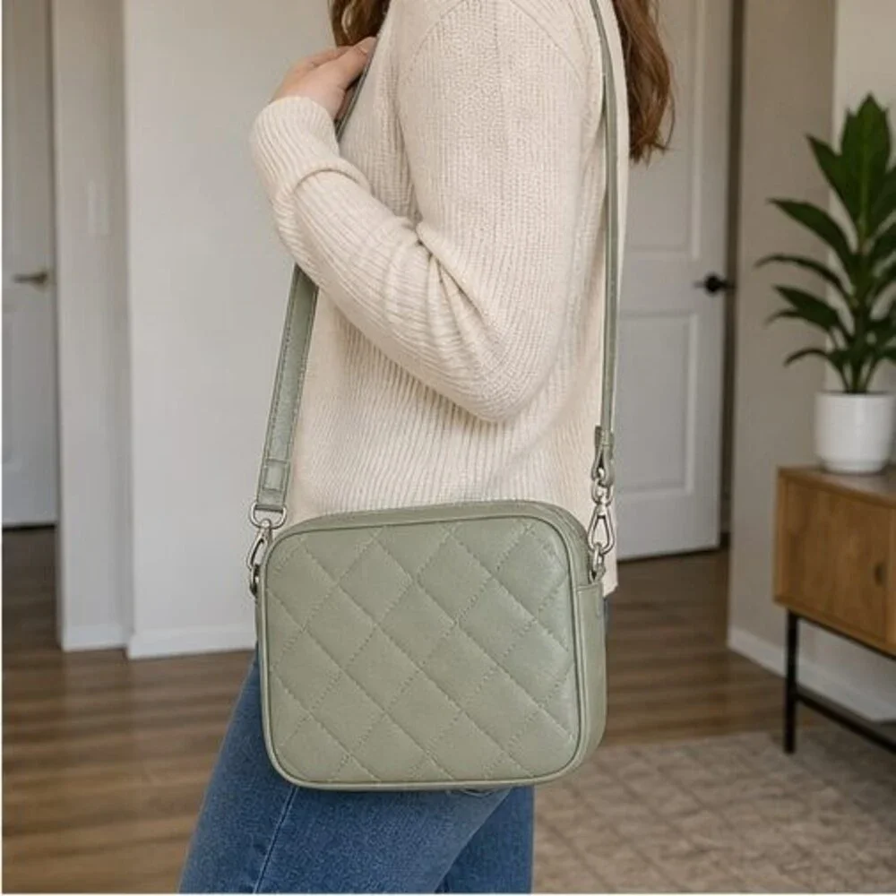 Sage Quilted Crossbody Bag